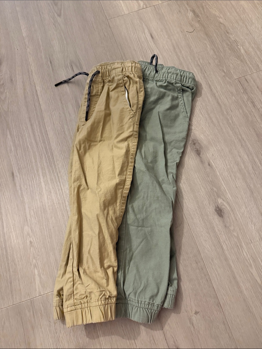 Gap Kids Elastic-Waist Jogger Pants in Olive Green and Tan. Sold as a set.